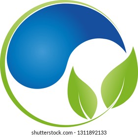 Water drops and leaves logo