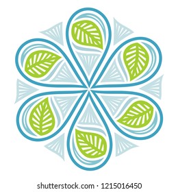 Water drops and leaves. Vector illustration
