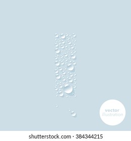 Water drops letter I on light blue background. Vector illustration