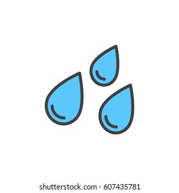 Water drops line icon, filled outline vector sign, linear colorful pictogram isolated on white. Rain symbol, logo illustration. Editable stroke. Pixel perfect