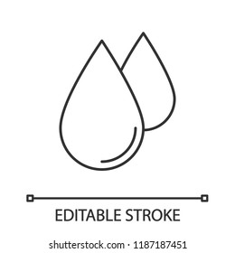 Water drops linear icon. Liquid. Thin line illustration. Raindrop. Contour symbol. Vector isolated outline drawing. Editable stroke