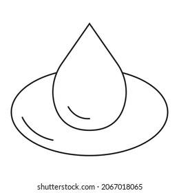 Water drops liquid aqua raindrop Vector art. Black and white. White background. Line drawing.
