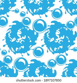 Water Drops. Liquid Splash Splashes Seamless Pattern. Vector image. Set