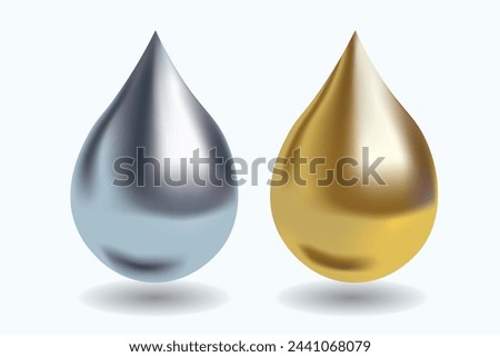 water drops or liquid in vector with metallic and gold colors