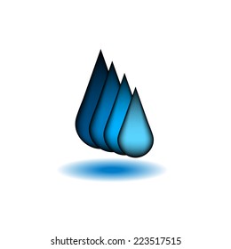Water drops logo aqua design element mockup, blue droplet liquid eco technology icon template