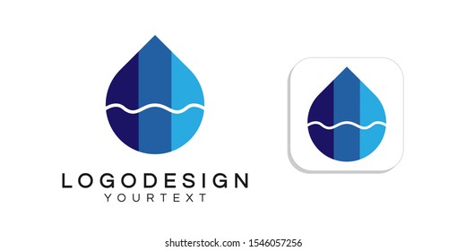 water drops logo design. icon app smartphone color full