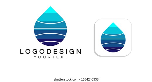 water drops logo design. icon app smartphone color full