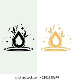 Water drops logo. Emblem design on white background.