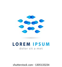 Water drops logo template. Abstract badge, creative icon design.