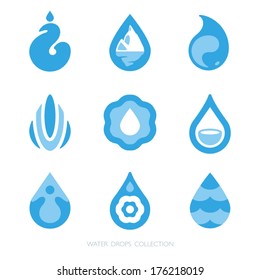 Water drops logo template collection. Vector icon set.