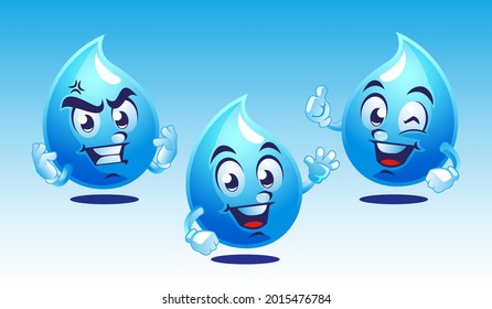 Water Drops Mascot Cartoon Design