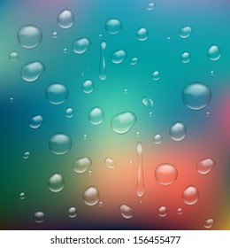 Water drops on abstract blurred soft background. Vector illustration EPS 10.