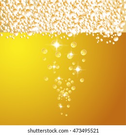 Water drops on beer background. Fresh texture foam drop beer background beverage golden cold drink. Abstract cool bright liquid beer background clear transparent refreshing brewery.