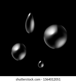 
Water drops on a black background.
