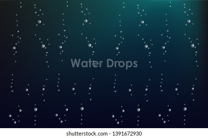 water drops on blue background, rain drop