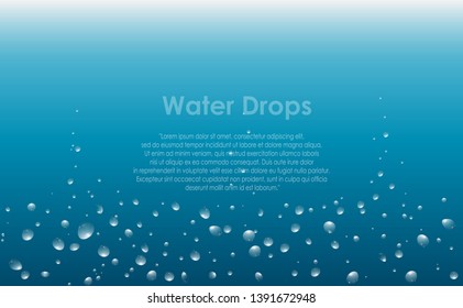 water drops on blue background, rain drop
