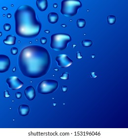 water drops on blue background