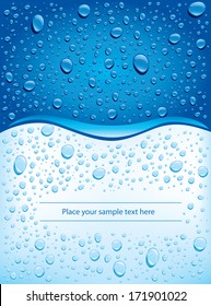 el agua cae sobre fondo azul 