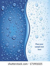 water drops on blue background 