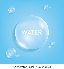 Water drops on blue background. Vector EPS10 illustration.