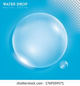 Water drops on blue background. Vector EPS10 illustration.