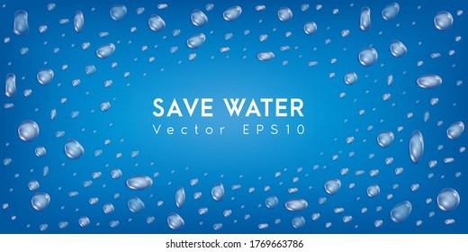 Water drops on blue background. Vector EPS10 illustration.