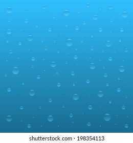 Water drops on blue background. Vector illustration.