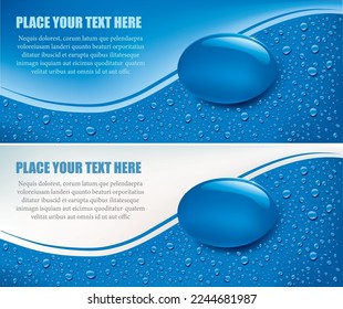 water drops on blue background with place for text	