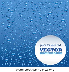 water drops on blue background with place for text