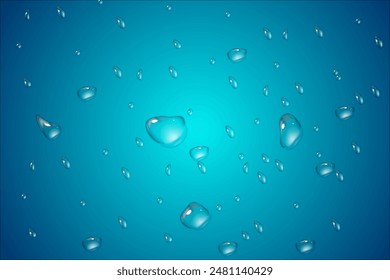 Water drops on a blue background. Designer illustration and works of art.Vector illustration.