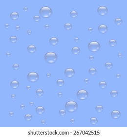 Water Drops on Blue Background. Blue Water Drops Background.