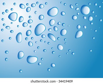 el agua cae sobre fondo azul