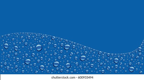 water drops on blue background with place for text