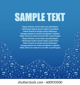 water drops on blue background with place for text