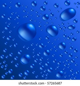 Water drops are on the blue surface. Vector seamless background image