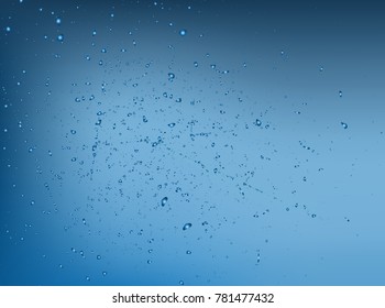 Water drops on blue surface. Backdround or illustration for your project.
