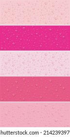 water drops with on different pink colour backgrounds