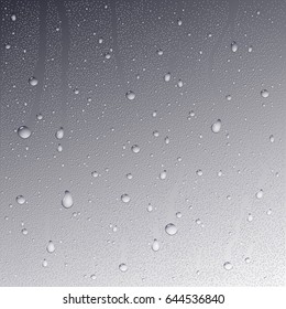 Water drops on glass. Vector realistic background.
