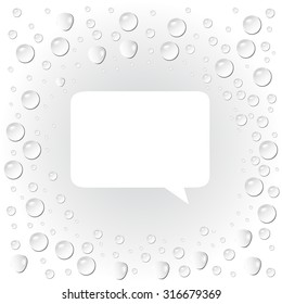 water drops on gray background with speech bubble and space for text