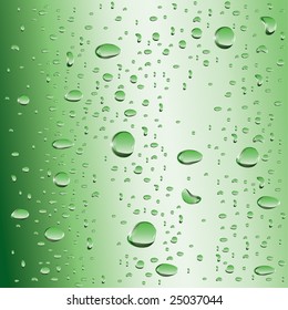 water drops on green background