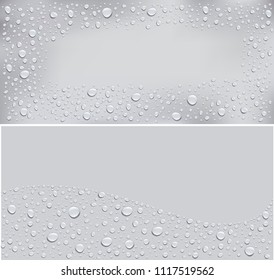 water drops on grey background and place for your text
