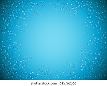 water drops on the outer part of glass texture, light blue background 3d illustration 