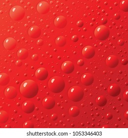 Water Drops on Red Background - vector eps10