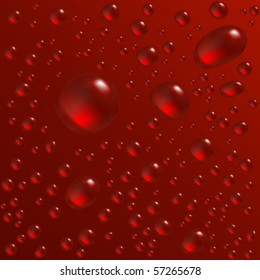 Water drops are on the red surface. Vector seamless background image