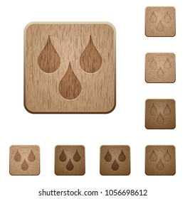 Water drops on rounded square carved wooden button styles