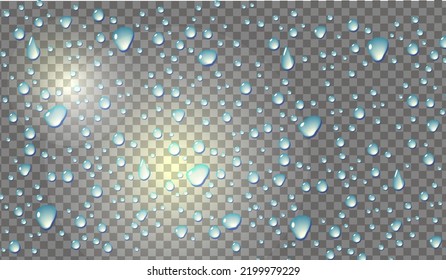 Water drops on a transparent background