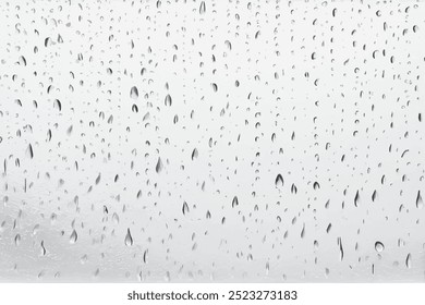 Gotas de água em uma janela, ilustração vetorial com gotas de chuva realistas e condensação em uma superfície de vidro transparente.