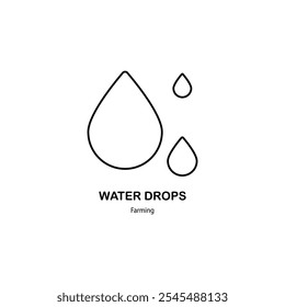 Water drops outline vector icon. Thin line black water drops icon, flat vector simple element illustration from editable farming concept isolated stroke on white