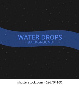 Water drops over black background. Rainwater illustration