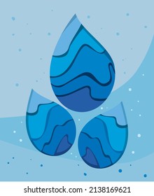 gotas de agua póster sobre azul